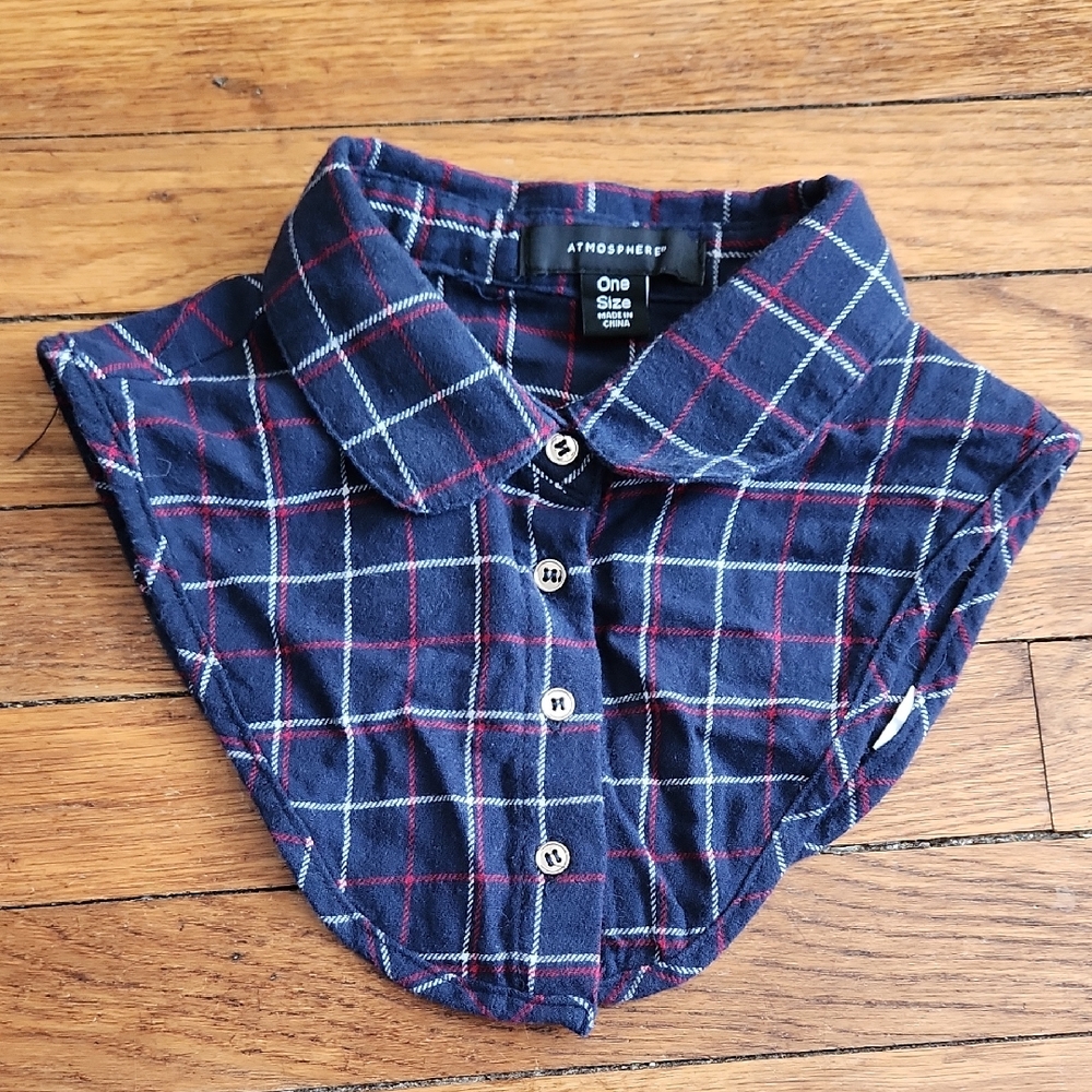 Atmosphere Navy Plaid Collar with Red and White Accents